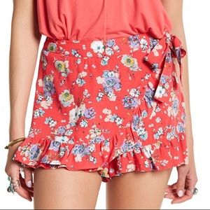 Free People Red Floral Skort! LIGHTLY WORN